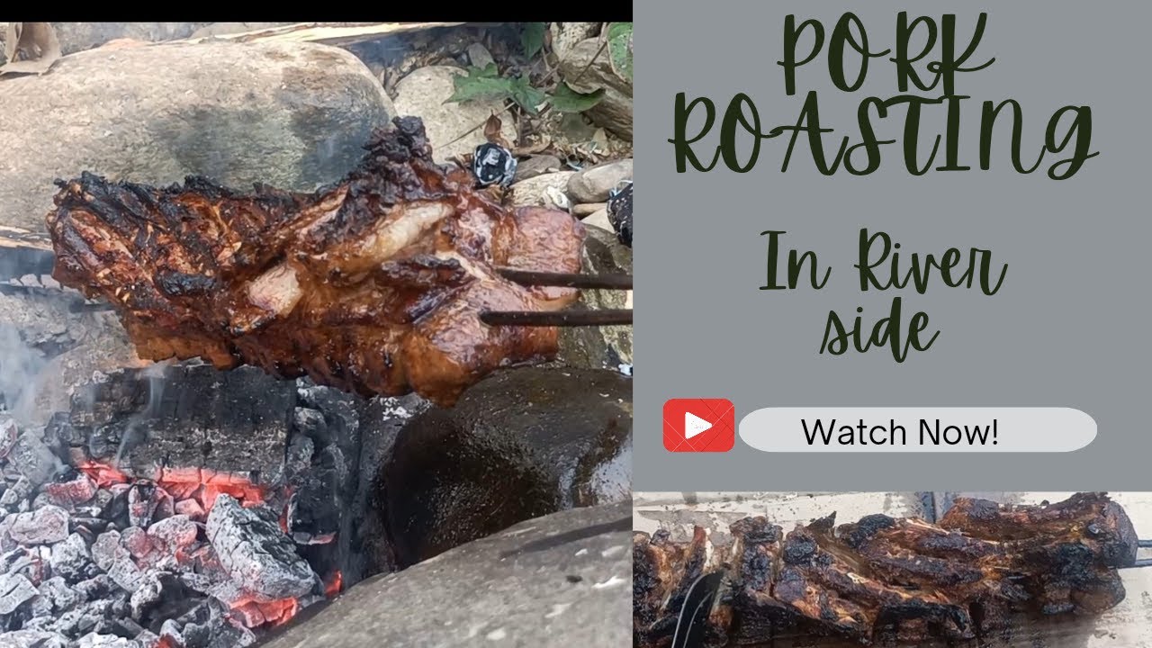 Pork Roasting in Fire.Pork Roasting in River Side . Ziro Cooks