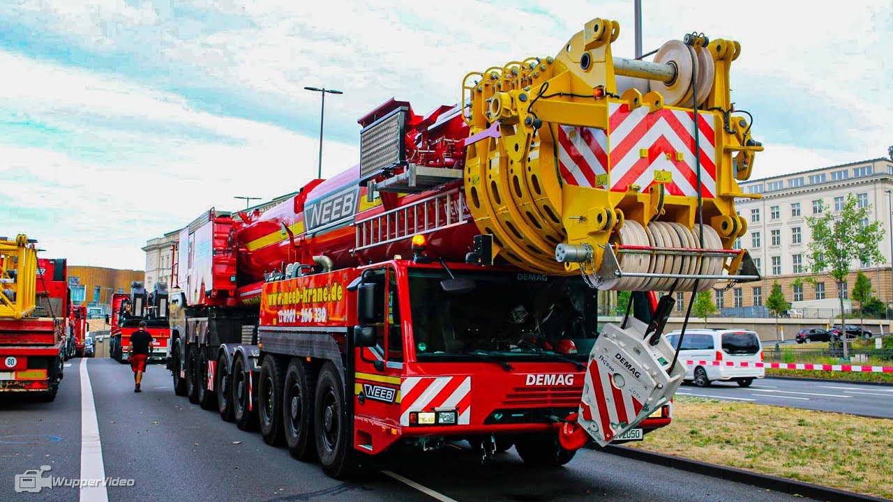 Schwertransport durch Wuppertal - Spezialkran-Einsatz am Sparkassenturm | 04.08.2019
