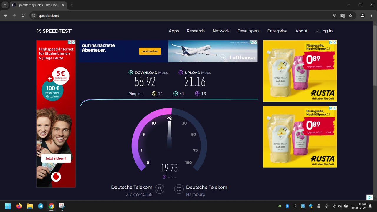 Telekom VDSL 50 Speedtest Fritzbox 7530 AX