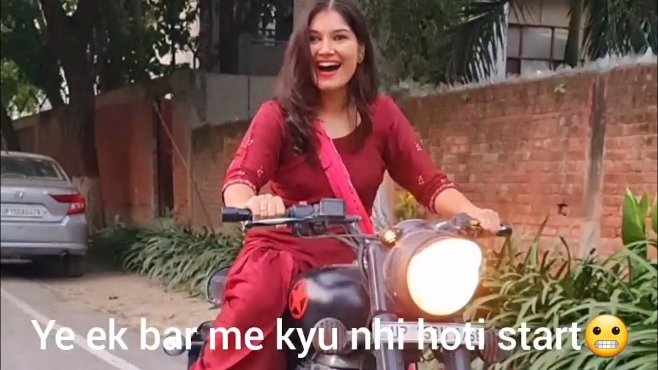 Full vlog on a girl riding bullet in a Patiala suit  #youtubeshorts #royelenfield #ytshorts