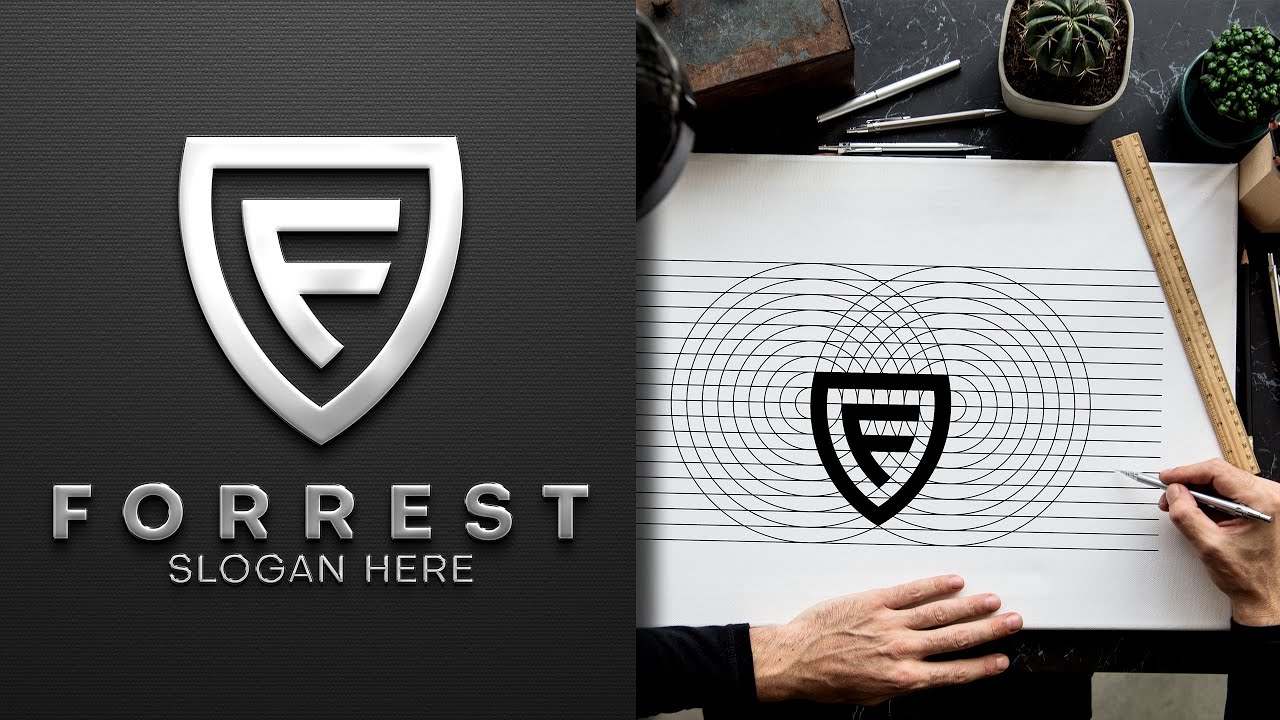 F Letter Shield Logo Design in Illustrator | Logo Design Process  | Adobe Illustrator Tutorial