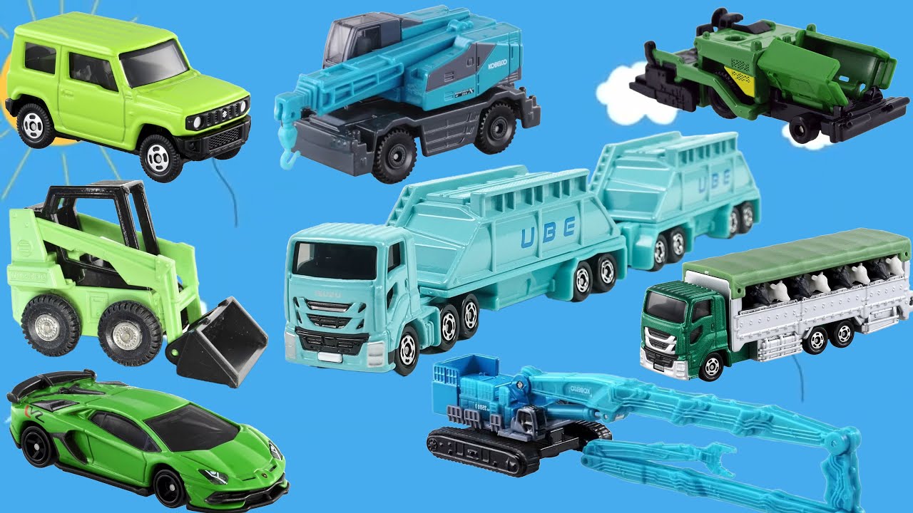 🌟乗り物集合🌟はたらくくるま大図鑑🌟 働く車パズル 消防車 救急車 パトカー ゴミ収集車などのりものの名前を覚えよう #tomica #トミカ #のりもの #siku #ジク【子供向け乗り物アニメ】