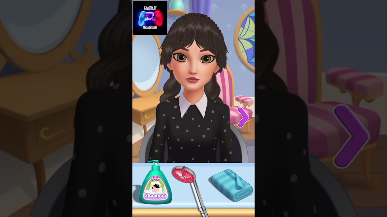 HAIR SALON : BEAUTY SALON GAME ANDROID | WEDNESDAY ADDAMS MAKEUP UPGRADE #SHORTS GAMEPLAY 🎀