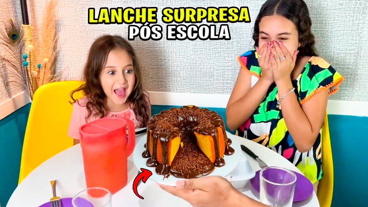 😋 GANHAMOS UM BOLO VULCÃO SURPRESA DEPOIS DA ESCOLA!