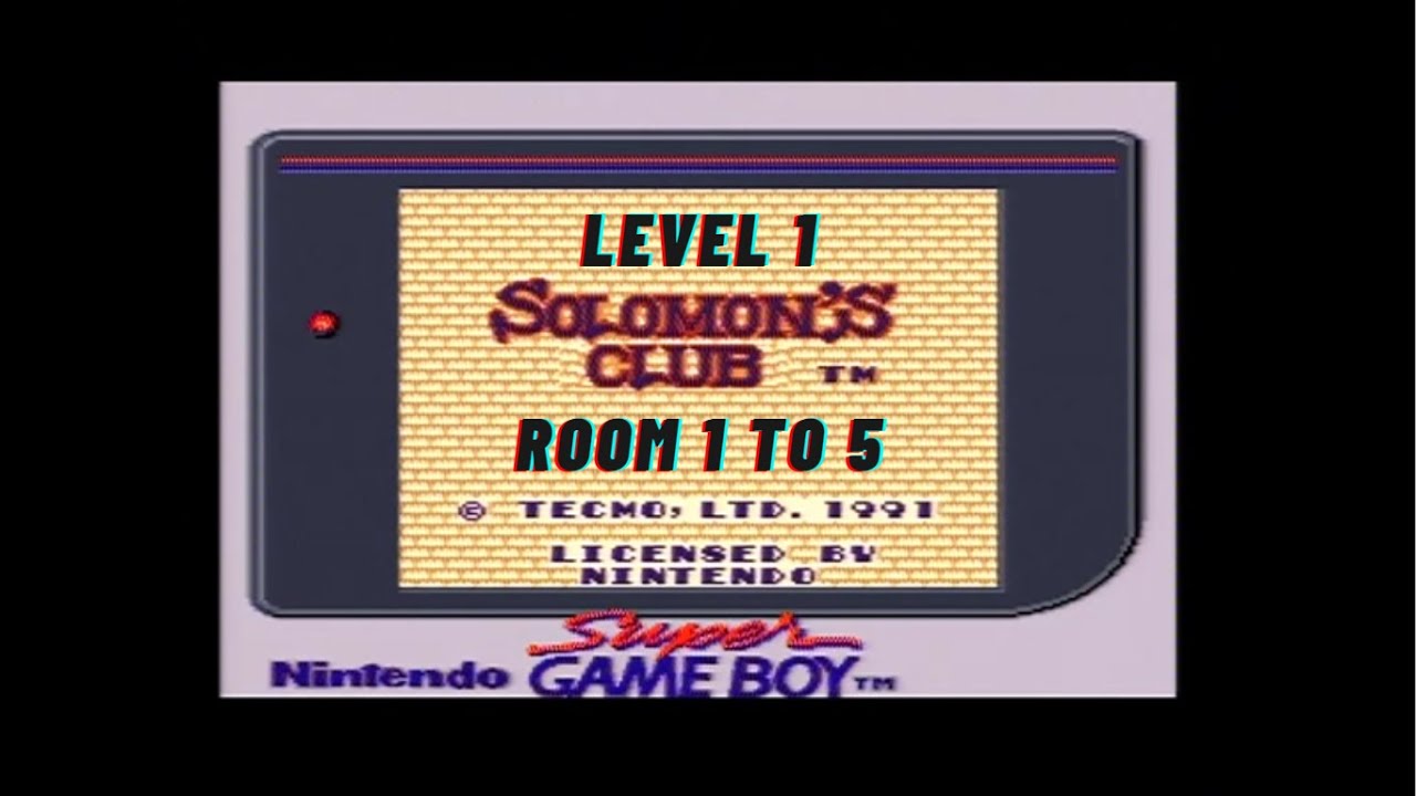 Solomon's Club - Intro & Level 1 (Room 1 to 5) - Walkethrough - GameBoy (1991)