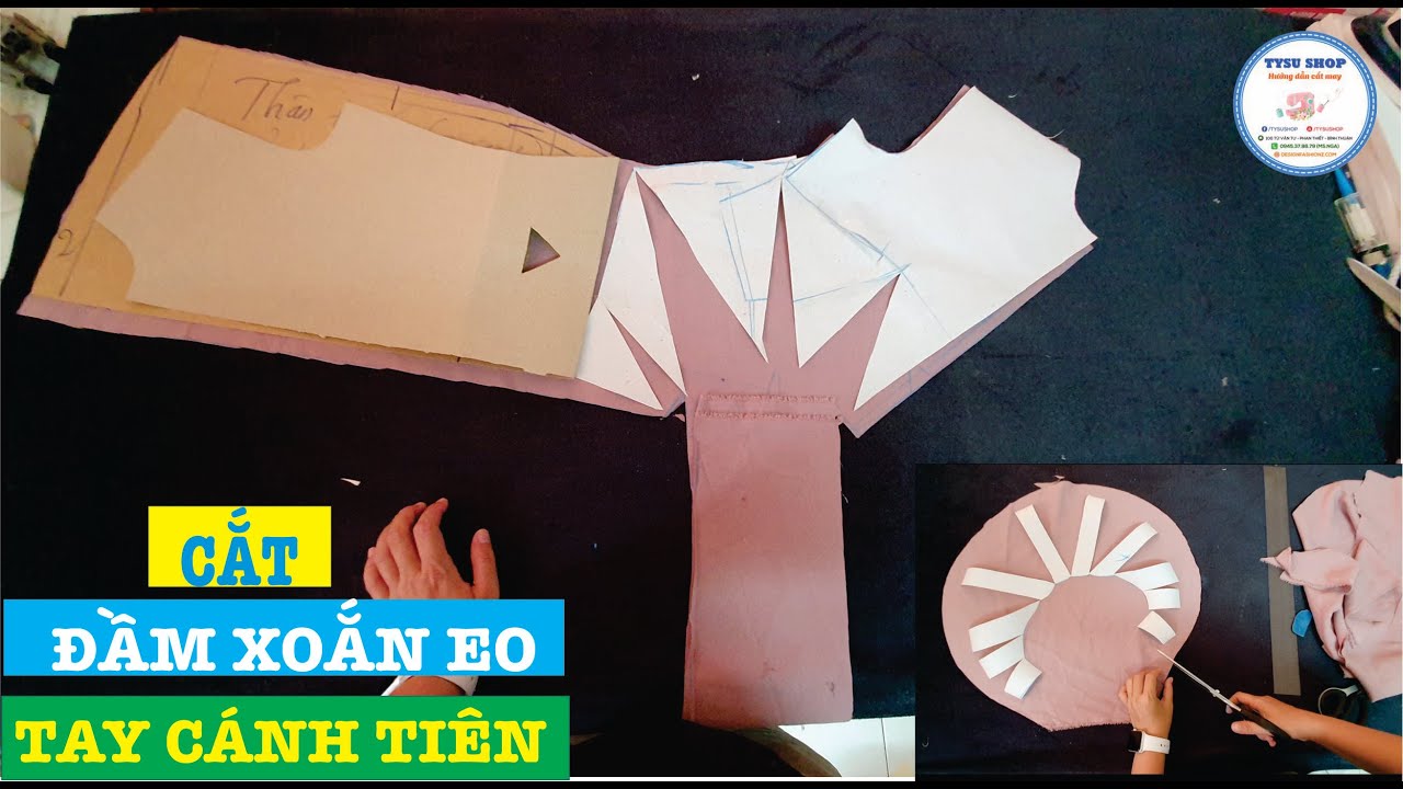 Cách Cắt Áo Đầm Xoắn Eo Tay Cánh Tiên Từ Rập Cứng Đầm Cơ Bản