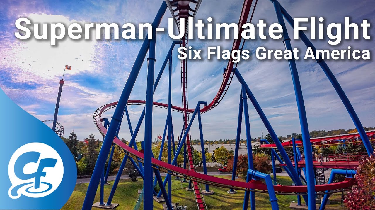Superman - Ultimate Flight front seat on-ride HD POV Six Flags Great America