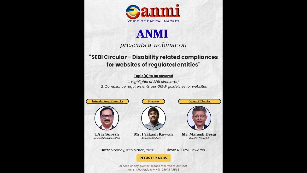 SEBI Circular - Disability related compliances for websites of regulated entities