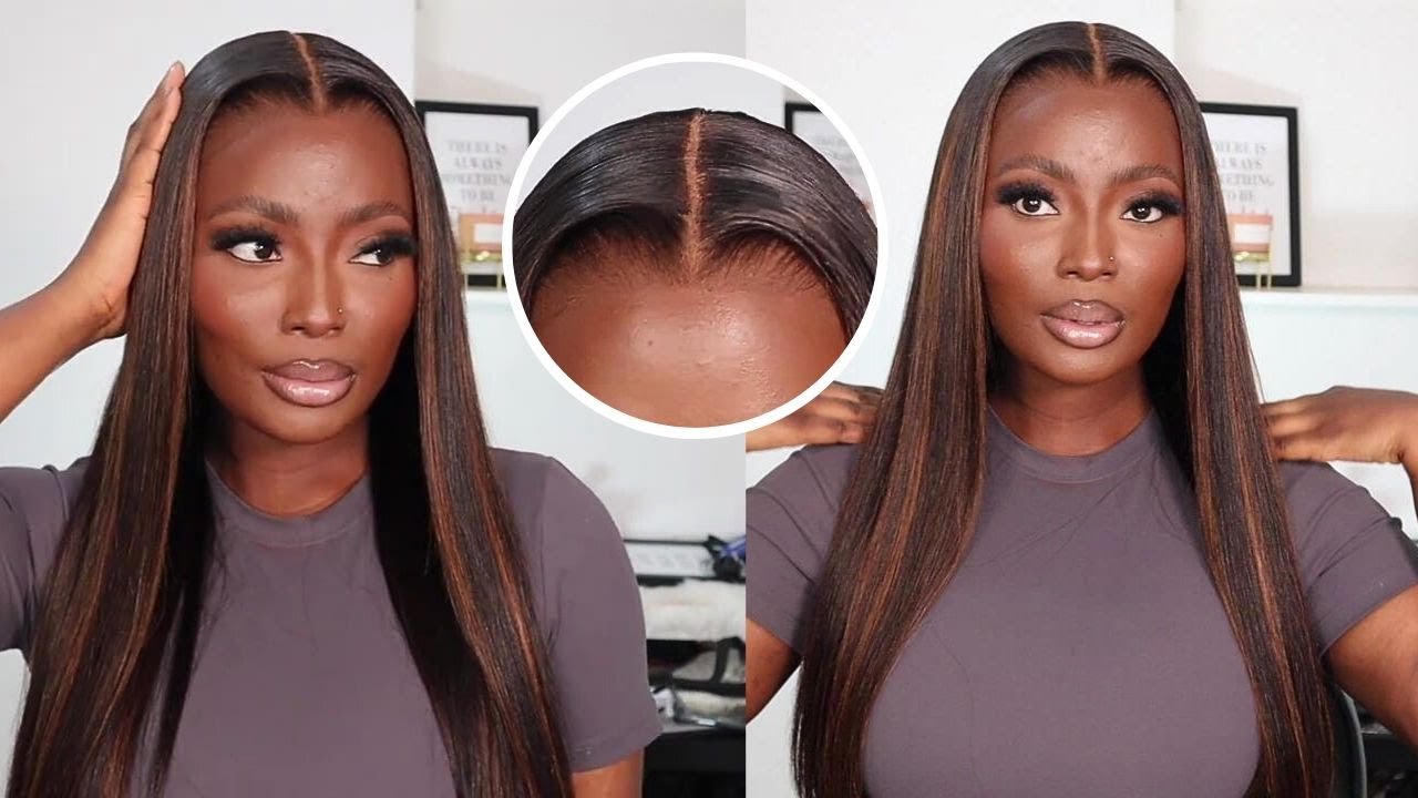 Stop Unsing Glue!👀Follow Me No Glue&Gel, Even No Spray Install😎Highlight Straight Wig💗Ft Myfirstwig