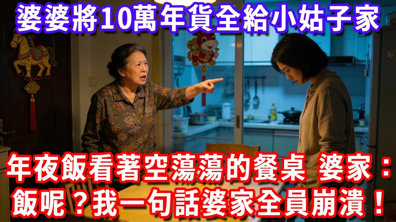 婆婆每周來掃蕩我家冰箱，還將10萬年貨全給小姑子家，年夜飯看著空蕩蕩的餐桌，婆家懵了：飯呢？我一句話婆家全員崩潰！#深夜講故事#為人處世#生活經驗#情感故事#故事#小說#戀愛#情感#婚姻