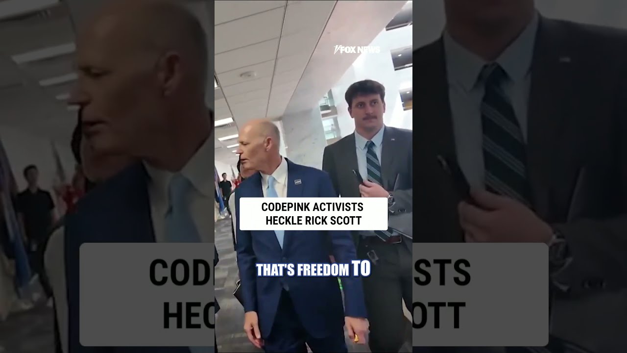 Far-left CODEPINK activists HECKLE Rick Scott #foxnews #news #us #fox