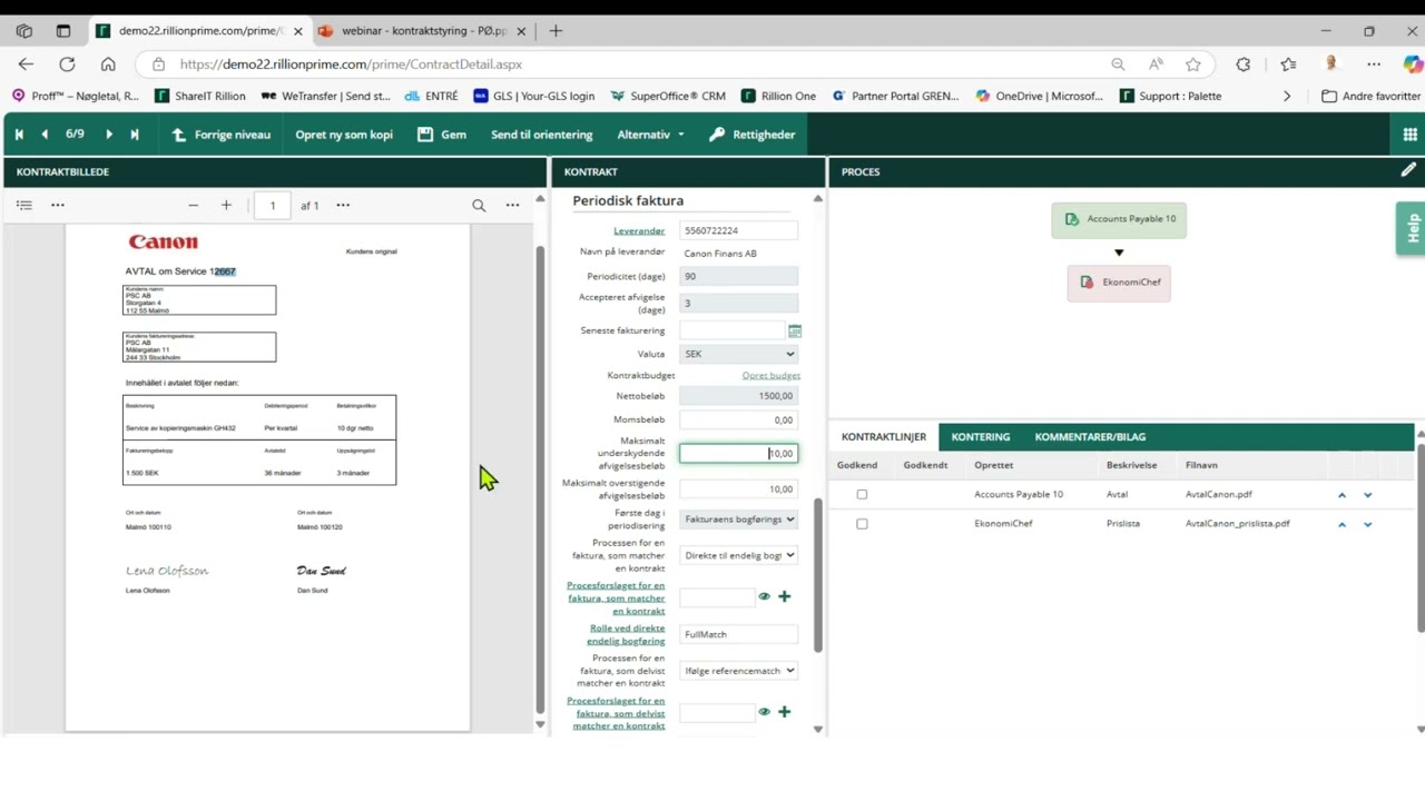 Webinar Documents samt Contract modul