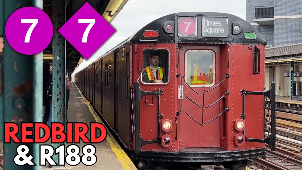 IRT Flushing: R33/R36 & R188 (7) trains @ 52nd Street - Lincoln Avenue