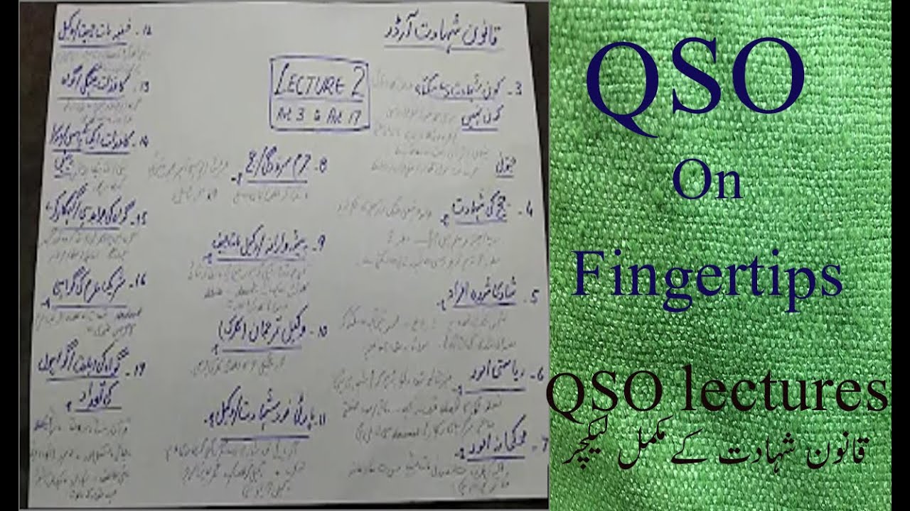 QANUN e SHAHADAT ORDER 1984 ON FINGERTIPS | QSO IN URDU LECTURE 2