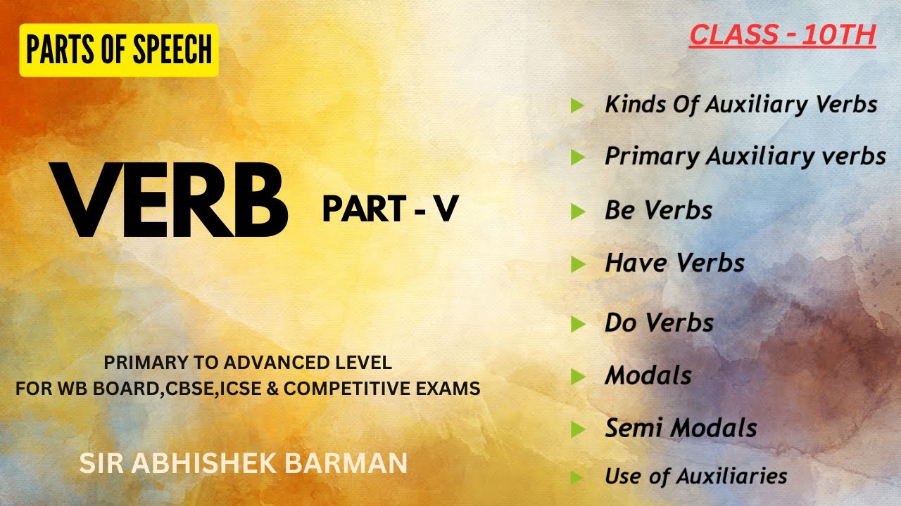 VERB (PART - 5) | AUXILIARY VERBS| Be |HAVE |Do| Verbs| Modals| Semi Modals| Use of Auxiliaries|