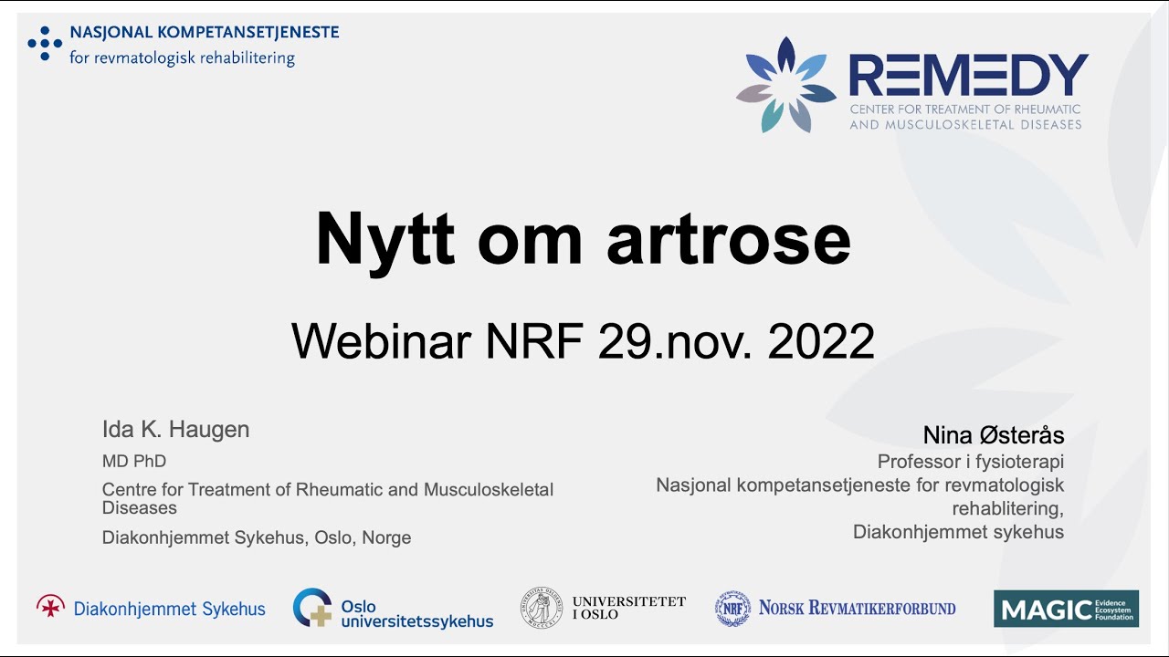 Nytt om Artrose - Webinar i opptak