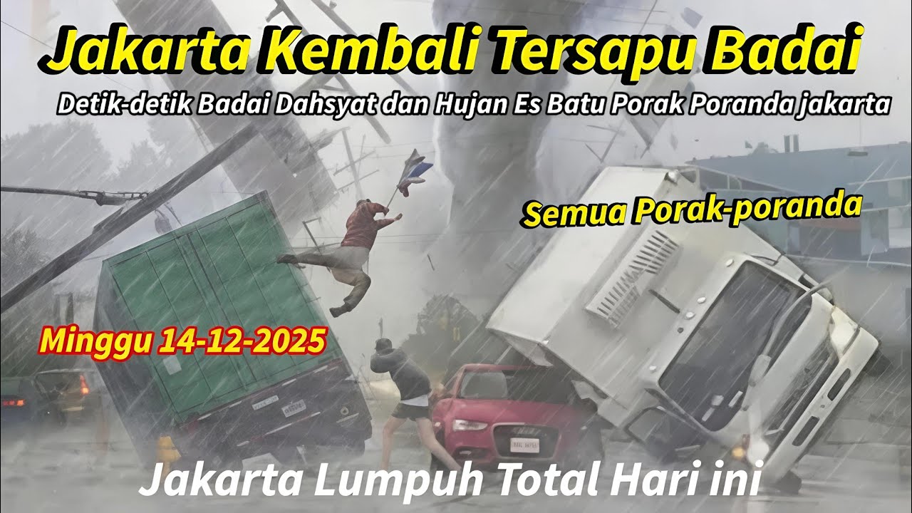 JAKARTA KEMBALI DI HANTAM BADAI 14/12/2025,DETIK² BADAI DAHSYAT HANCURKAN JAKARTA, HUJAN ES JAKARTA