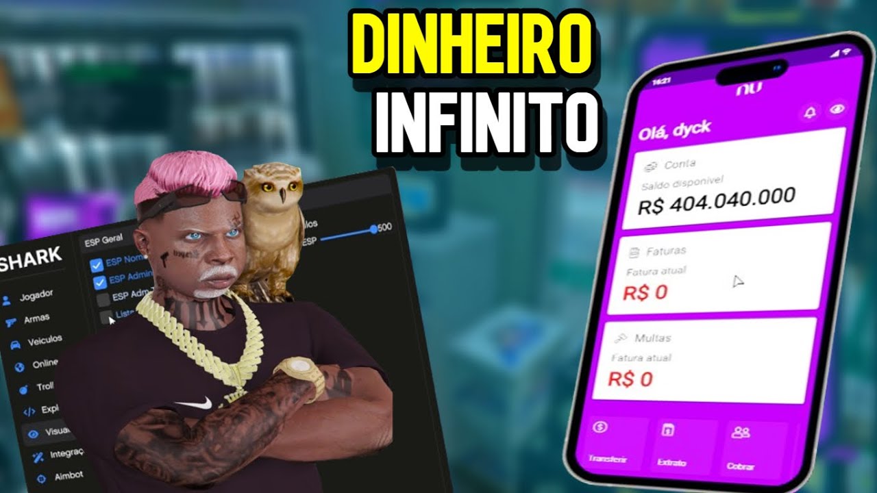 PUXEI DINHEIRO INFINITO COM SHARK MENU - NO GTA RP