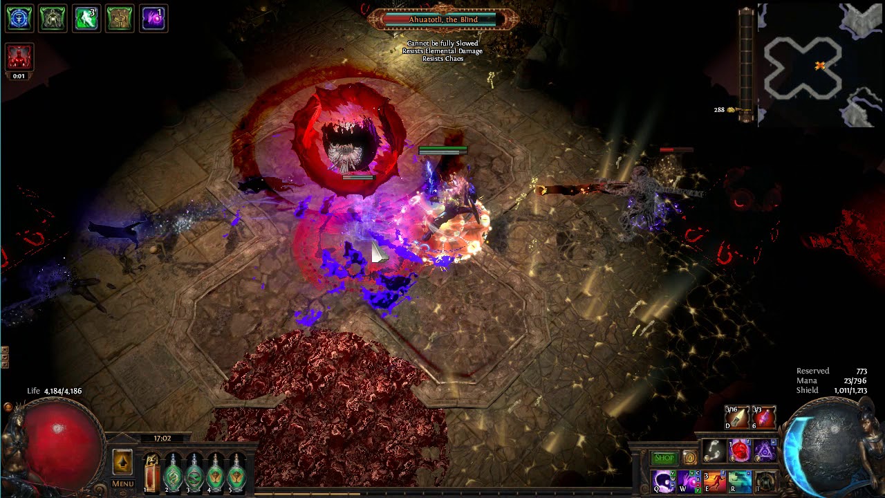 【POE 3.6】Trickster EBMOM - The mix chaos build - depth 272 Ahuatotli the Blind