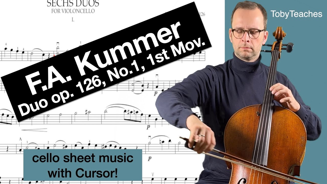 F.A. Kummer Cello Duo op. 126/1 | Cello Playalong for Cello 1  |  var. Tempos | Cello Sheet Music