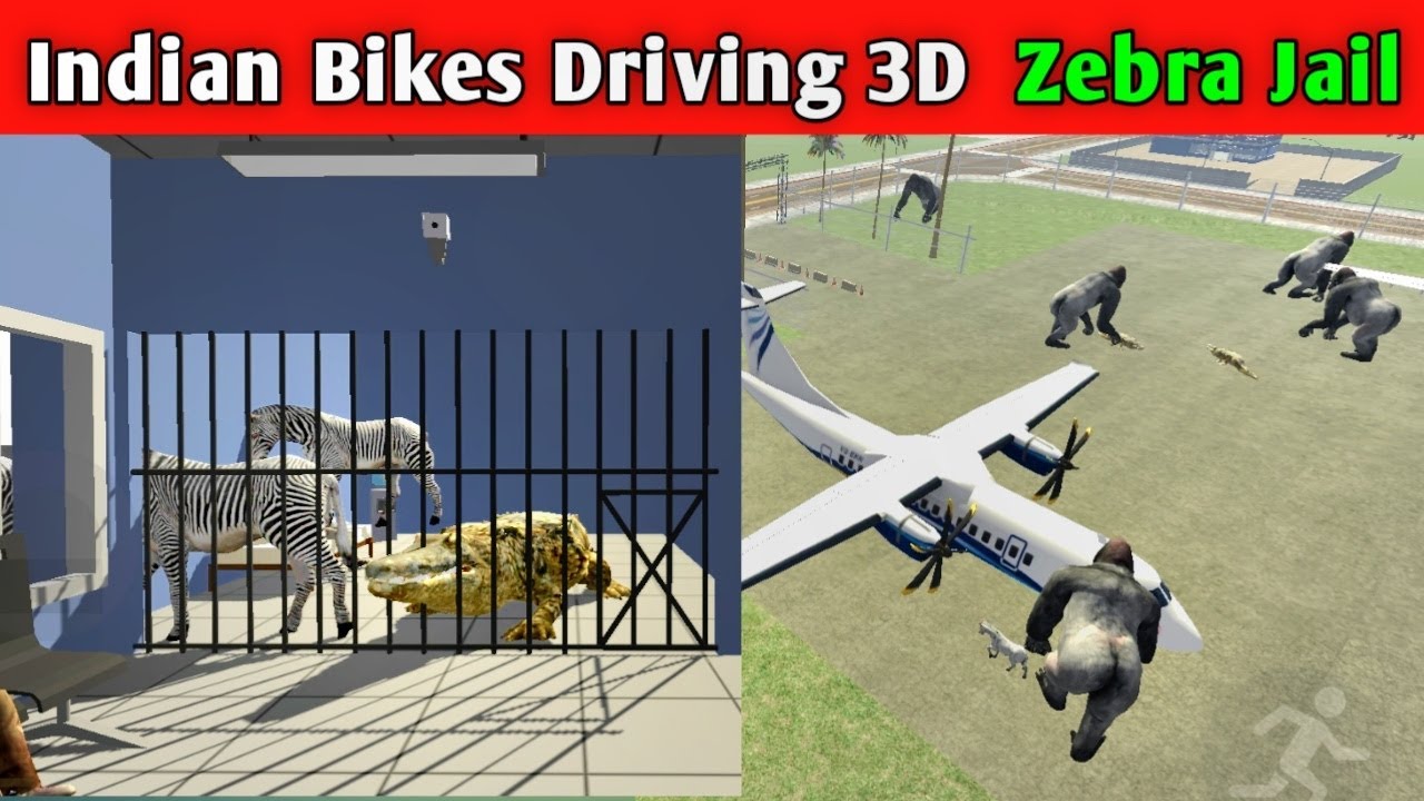 Zebra and Crocodile in Jail Kill Gorilla | Funny Gameplay Indian Bikes Driving 3D 🤣🤣