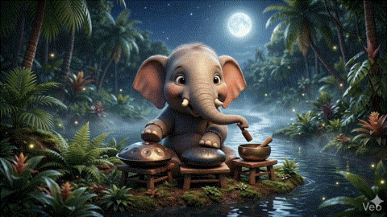 Calm Elephant Playing Handpan 🐘 | Night River Spa