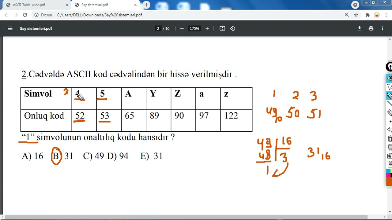 İMTAHANDA QARŞILAŞACAĞINIZ SUAL TİPİ (Say sistemləri)