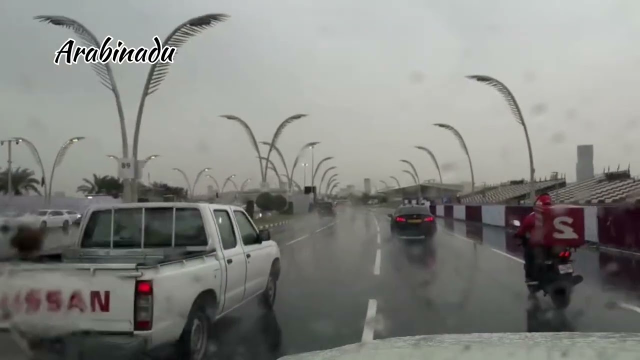 A RAINY DAY IN QATAR  | RAINY DAY DRIVE THROUGH QATAR  | HEAVY RAIN IN QATAR | 4K