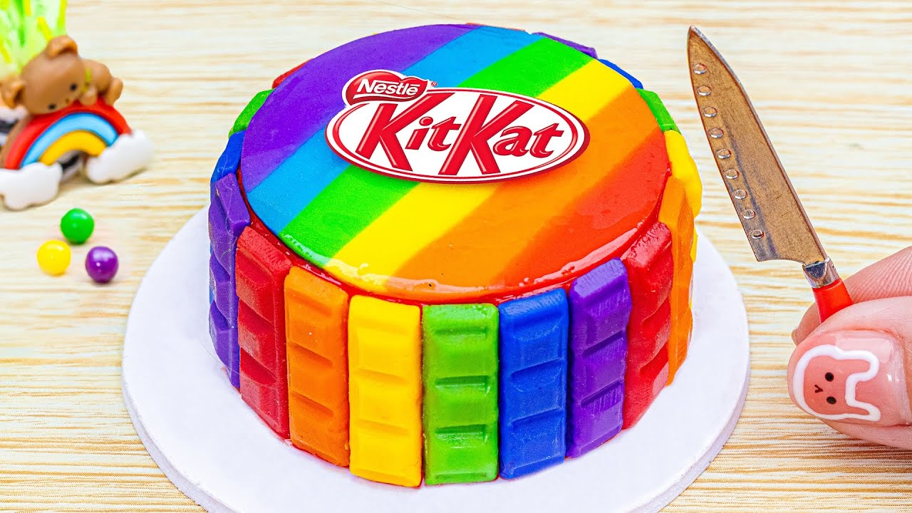 Mini Rainbow KitKat Cake Recipe | Amazing Rainbow Melted Chocolate Cake Recipe | Sara Mini Cake