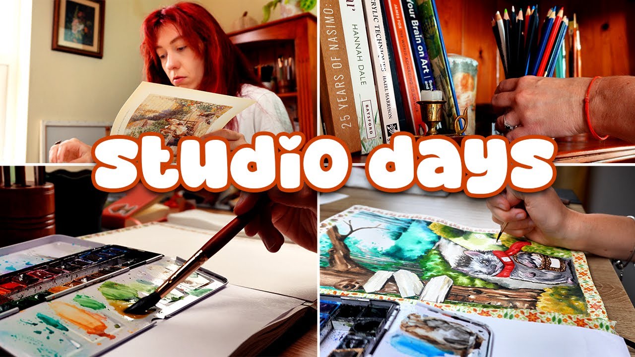 A Cosy Art Studio Day ☕ Organizing & Painting a Whimsical Hedgehog in Watercolour