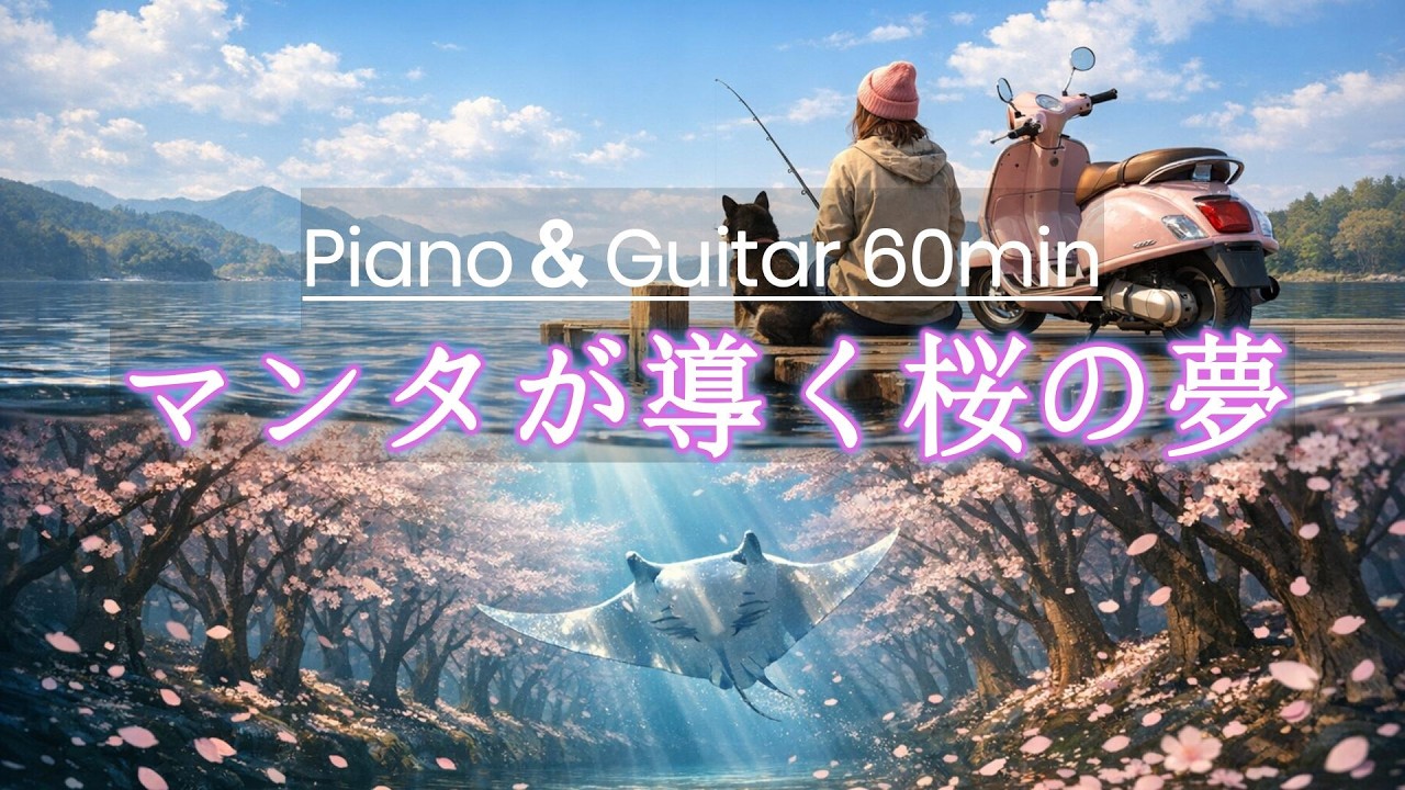 【 STUDY MUSIC 】The Manta’s Dream of Cherry Blossoms –Piano & Guitar BGM