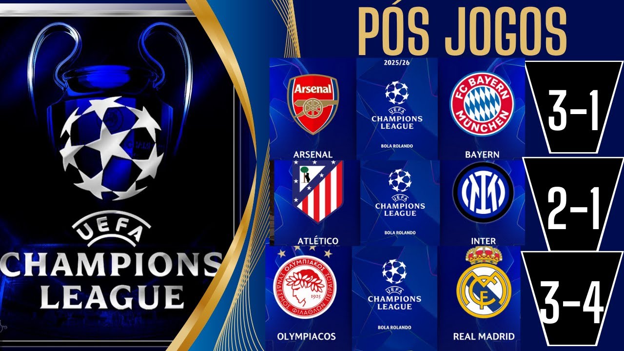 ARSENAL ATROPELA O BAYERN,REAL MADRID SOFRE MAS VENCE NA GREGIA E ATLETI DE MADRID VENCE A INTER