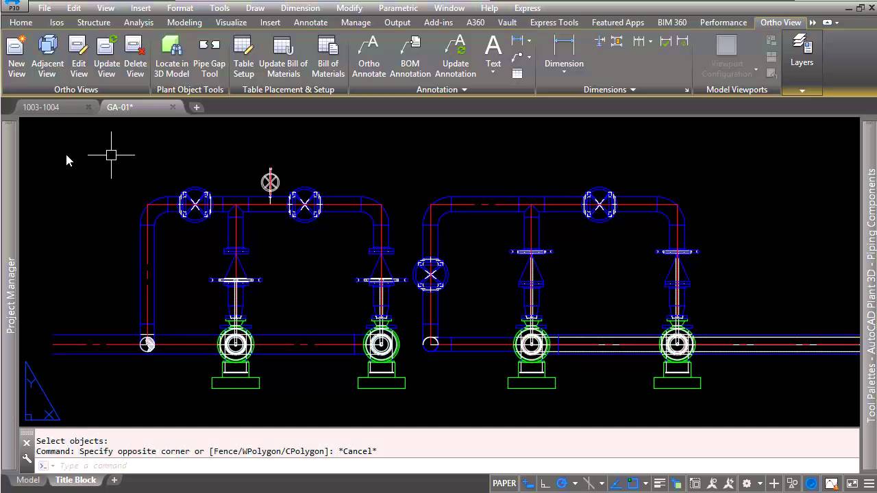 Autocad Plant 3D How to use Adjacent view in Ortho mode.