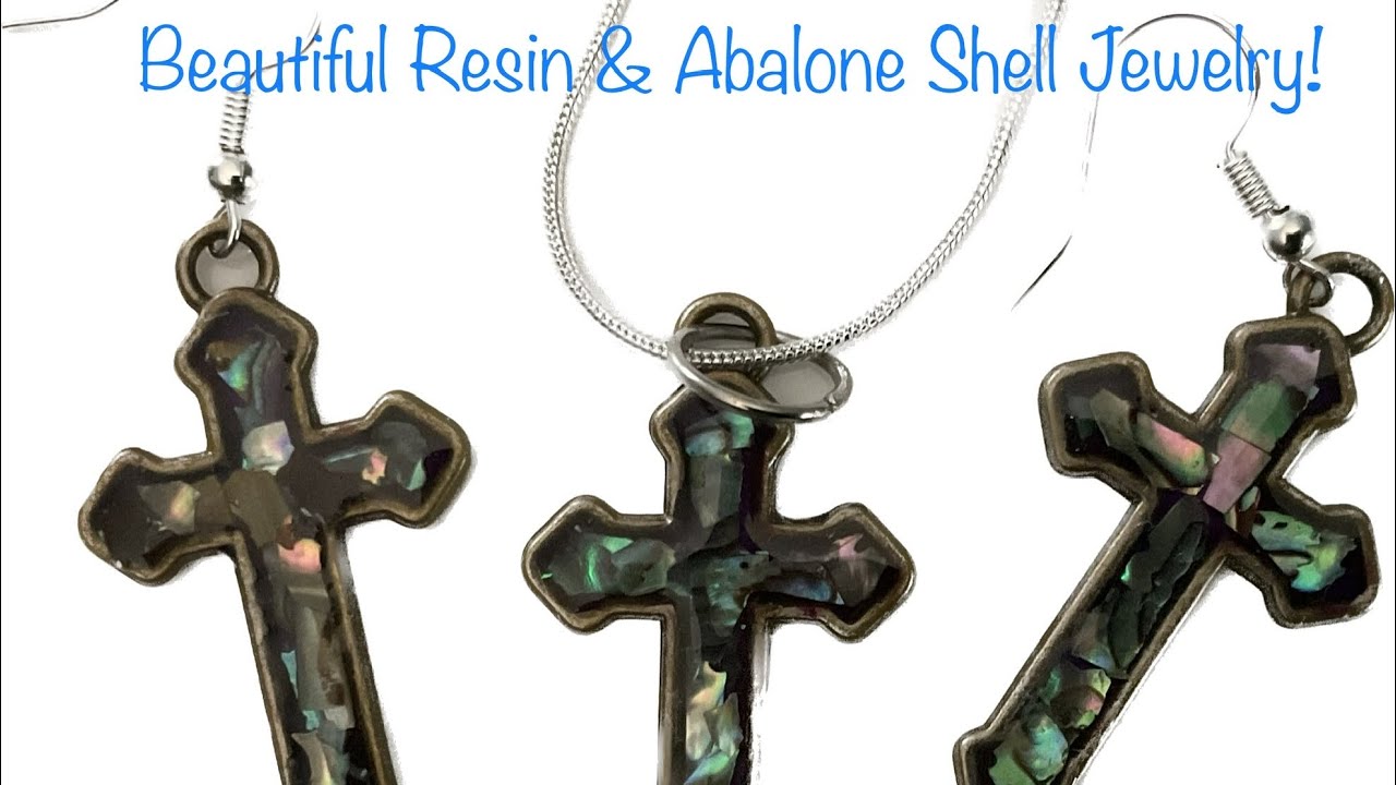 210) ABALONE SHELL CROSSES (#resinjewelry) #uvresin #jdictioncrafting #howtomake #pendant #earrings
