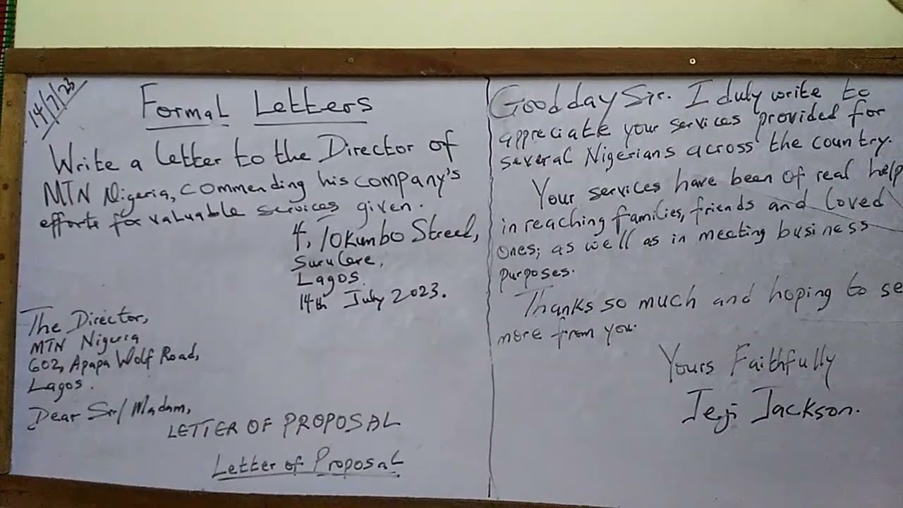 Formal Letter Writing (Basics for all classes);  with Jeji Jackson