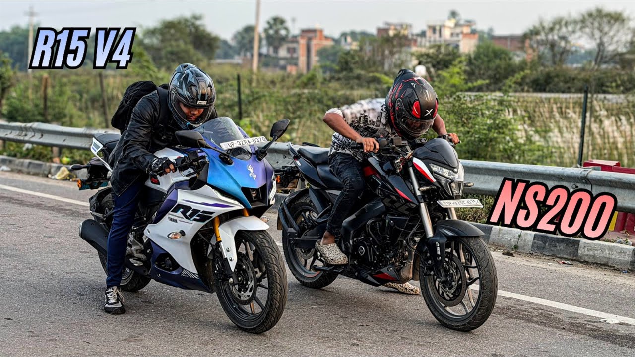 New R15 v4 vs Pulsar ns200 drag race🔥 | which is your favourite?