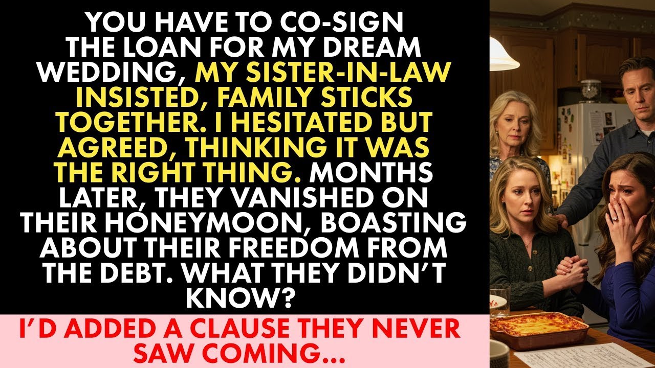 My sister in law asked me to co sign their wedding loan, but I added a clause they never saw co