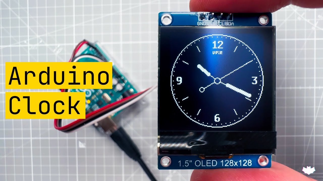 Arduino OLED Clock Project (tutorial for beginners, u8g2, Arduino UNO, OLED display, SH1107,SSD1306)