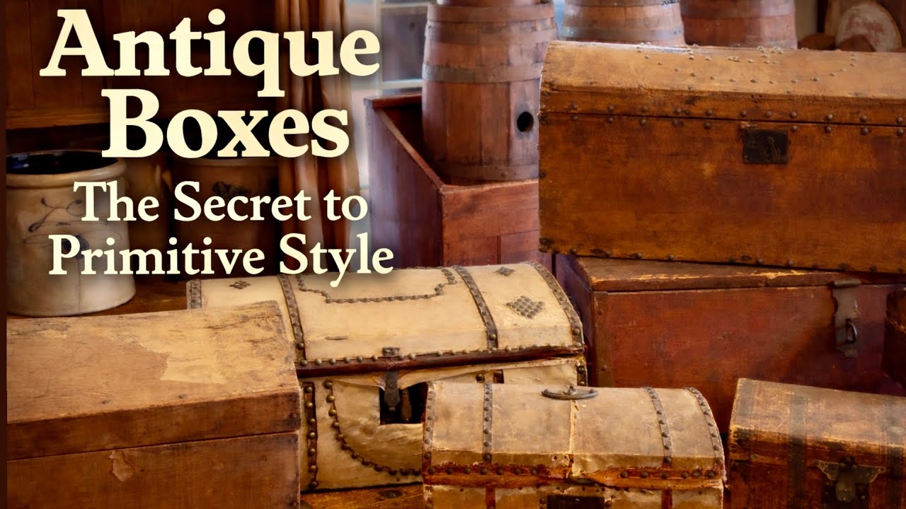 Antique Boxes & Trunks ~ The Secret to Cozy Primitive Decorating