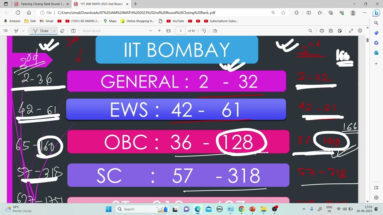 3rd OPEN & CLOSING RANK IIT JAM 2023 | Vijendra Yadav [ AIR -166 ]