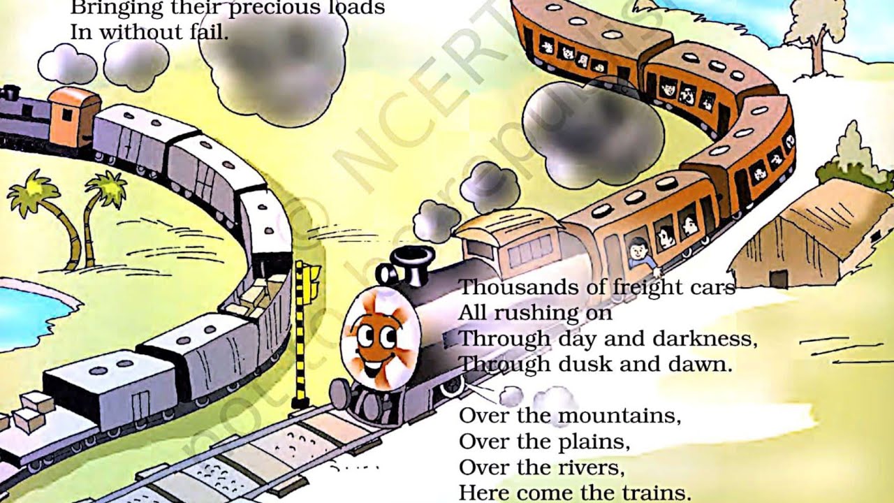हिन्दी Explanation + NCERT question answers / Trains / Class -3 English poem /