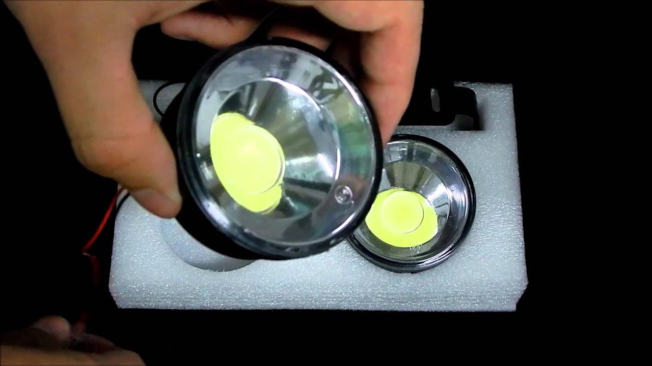 Дневные ходовые огни LED DRL COB ГРУГЛАЯ ТУМАНКА Черный корпус