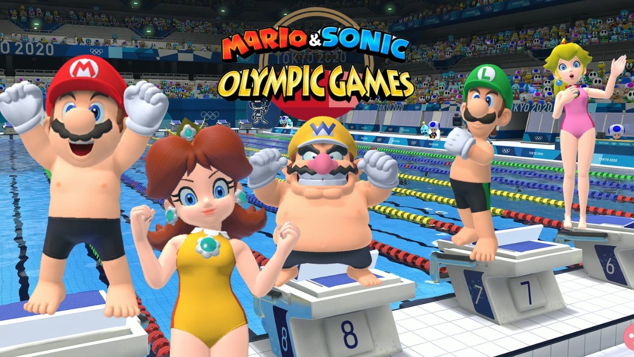Swimming 100m Hard Mario & Sonic At The Olympic Games Tokyo 2020 New Record Daisy Peach ++ Gameplay