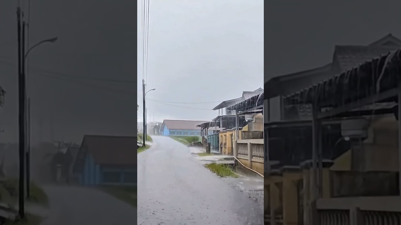 Indonesian village life in the rainy season, walk sound of heavy rain to sleep #rainwalk