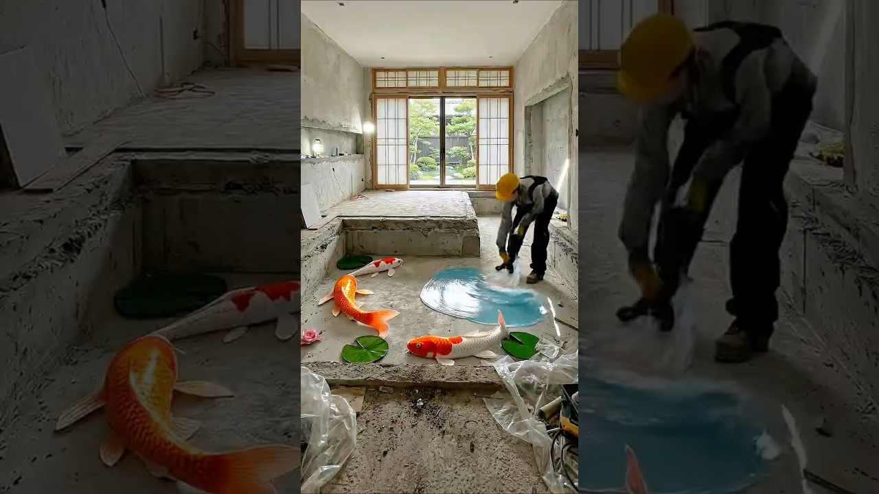 Most Beautiful Koi Pond Epoxy Floor Bedroom Ever 😍 