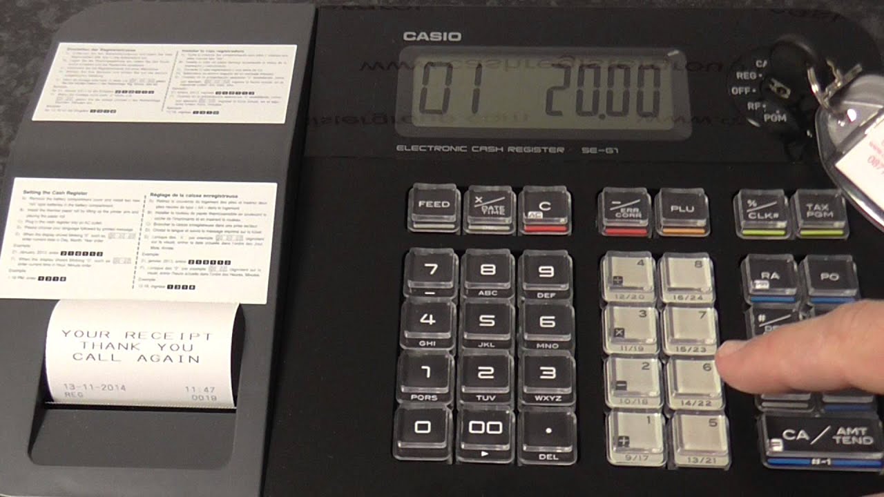 Casio SE-G1 how to use the error correct button or remove an item from a sale correction