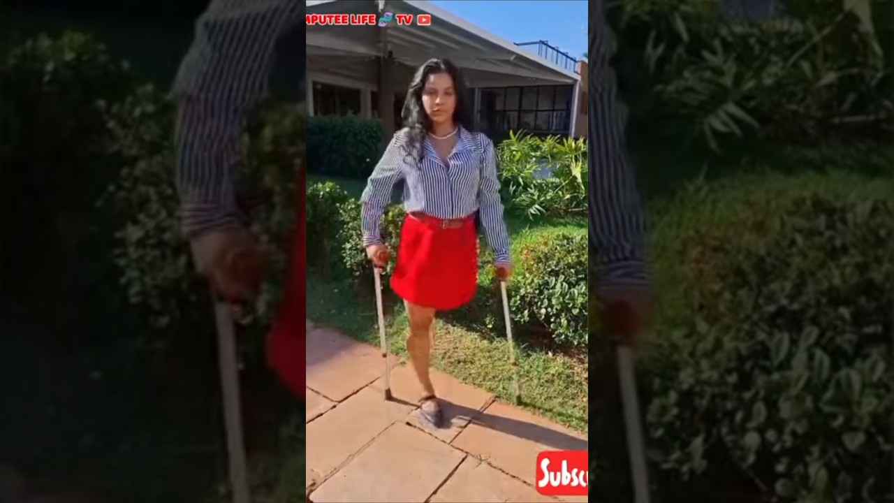 Amputee lady crutches user life | one leg 