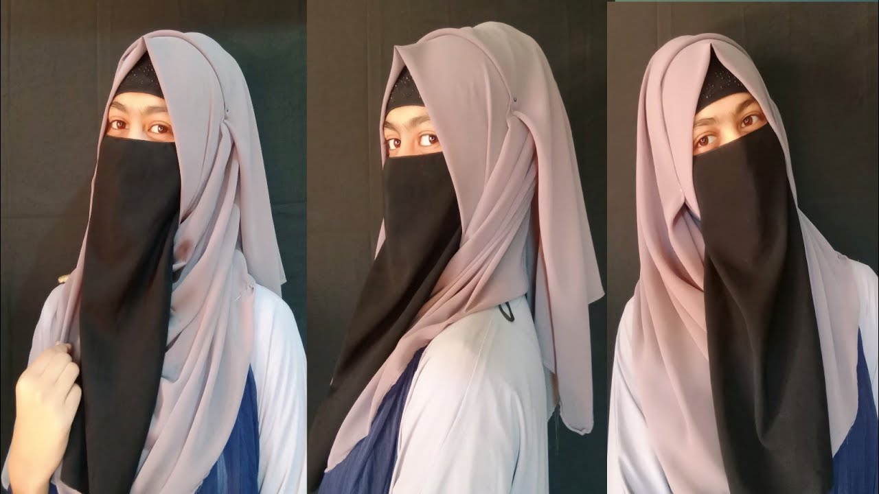 Simple hijab tutorial with niqab!chiffon hijab!Hand painting hijab tutorial#rajbarihomedecor