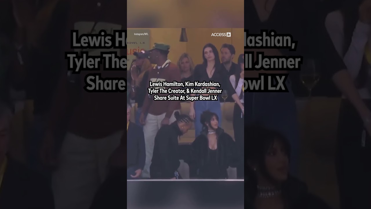 Lewis Hamilton, Kim Kardashian, Tyler The Creator, & Kendall Jenner Share Suite At Super Bowl LX