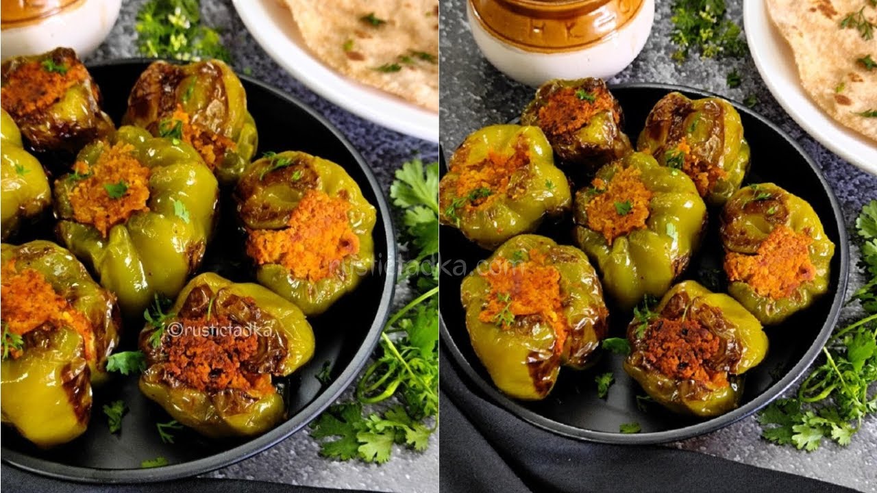 Besan Bharwa Shimla Mirch | बेसन भरवा शिमला मिर्च | Stuffed Capsicum With Besan (Gram Flour) | Vegan